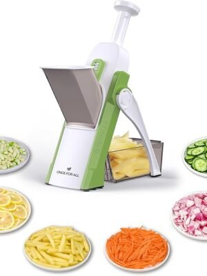 ONCE FOR ALL Safe Mandoline Slicer – 5-in-1 Multi Vegetable Chopper & Slicer