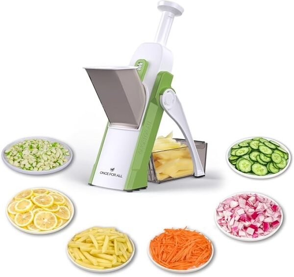 ONCE FOR ALL Safe Mandoline Slicer – 5-in-1 Multi Vegetable Chopper & Slicer