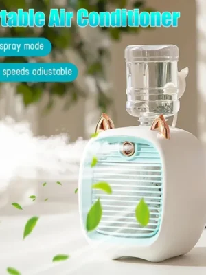 Portable USB Mini Air Cooler Fan with Spray & Humidifier Function