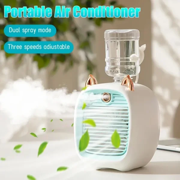 Portable USB Mini Air Cooler Fan with Spray & Humidifier Function