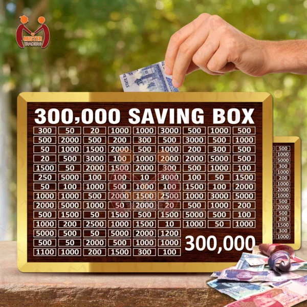 300,000 Saving Box – Wooden Money Saving Challenge Chart