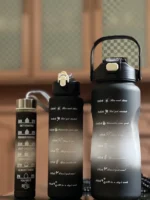 Motivational Water Bottle Set of 3 – 2000ml, 900ml & 300ml | Leakproof BPA-Free Sipper Bottles
