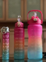 Motivational Water Bottle Set of 3 – 2000ml, 900ml & 300ml | Leakproof BPA-Free Sipper Bottles - Image 2