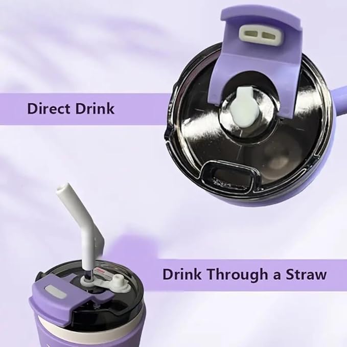 3 800ml Insulated Stainless Steel Travel Mug with Handle & Straw – Double Wall Coffee Tumbler with Lid - Image 4
