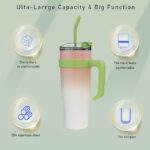 40 oz Insulated Tumbler with Handle & Straw – Stainless Steel Travel Coffee Mug - Image 2