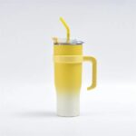40 oz Insulated Tumbler with Handle & Straw – Stainless Steel Travel Coffee Mug