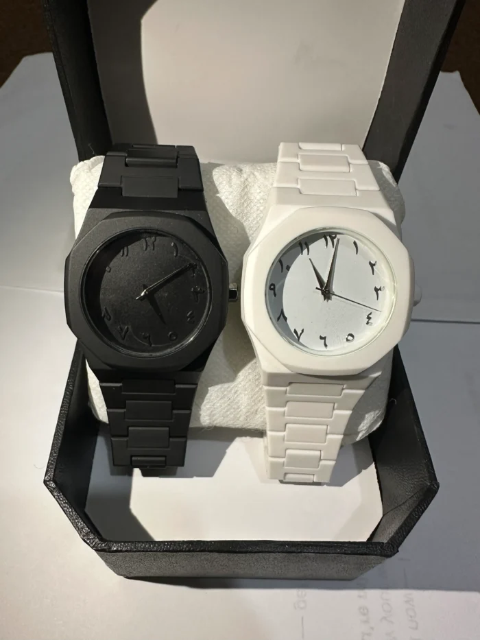 Aura Dual Luxury Combo Pack – Full Black Waterproof Watch + White Minimalist Edition - Image 1