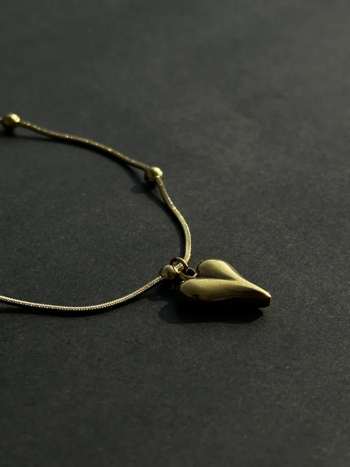 Elegant Gold Heart Charm Bracelet – Minimal Adjustable Chain Anklet for Women - Image 2