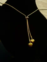 Golden Double Heart Pendant Necklace for Women – Adjustable Chain