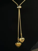 Golden Double Heart Pendant Necklace for Women – Adjustable Chain - Image 3