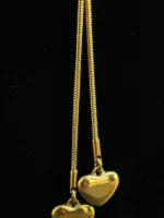Golden Double Heart Pendant Necklace for Women – Adjustable Chain - Image 4