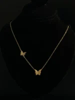 Elegant Double Butterfly Gold Necklace for Women