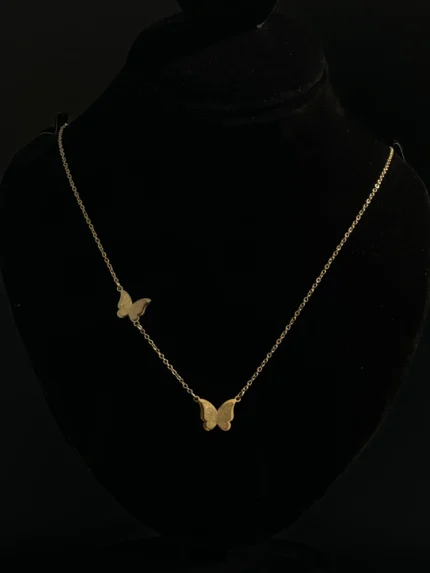 Elegant Double Butterfly Gold Necklace for Women