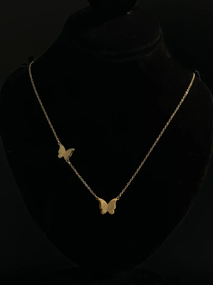 Elegant Double Butterfly Gold Necklace for Women - Image 1
