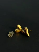 Minimal Gold Heart Stud Earrings – Elegant Polished Love Shape for Women