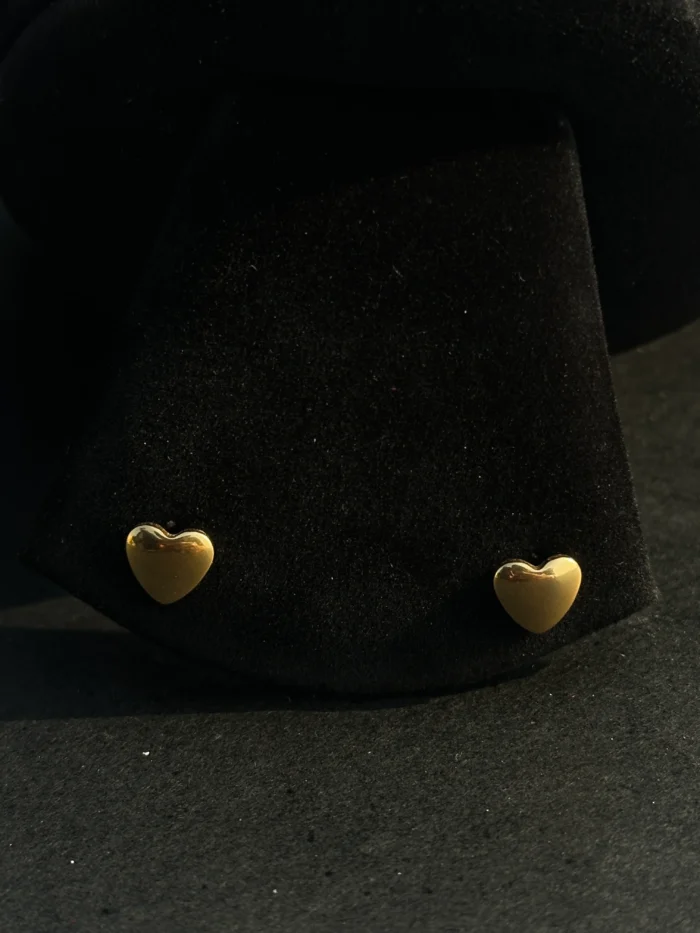 Golden Heart Stud Earrings – Elegant Minimal Style - Image 4
