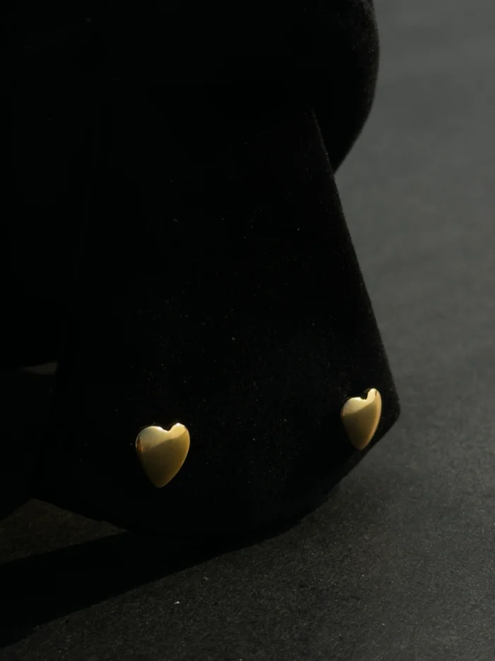 Golden Heart Stud Earrings – Elegant Minimal Style - Image 3