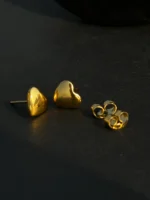 Golden Heart Stud Earrings – Elegant Minimal Style