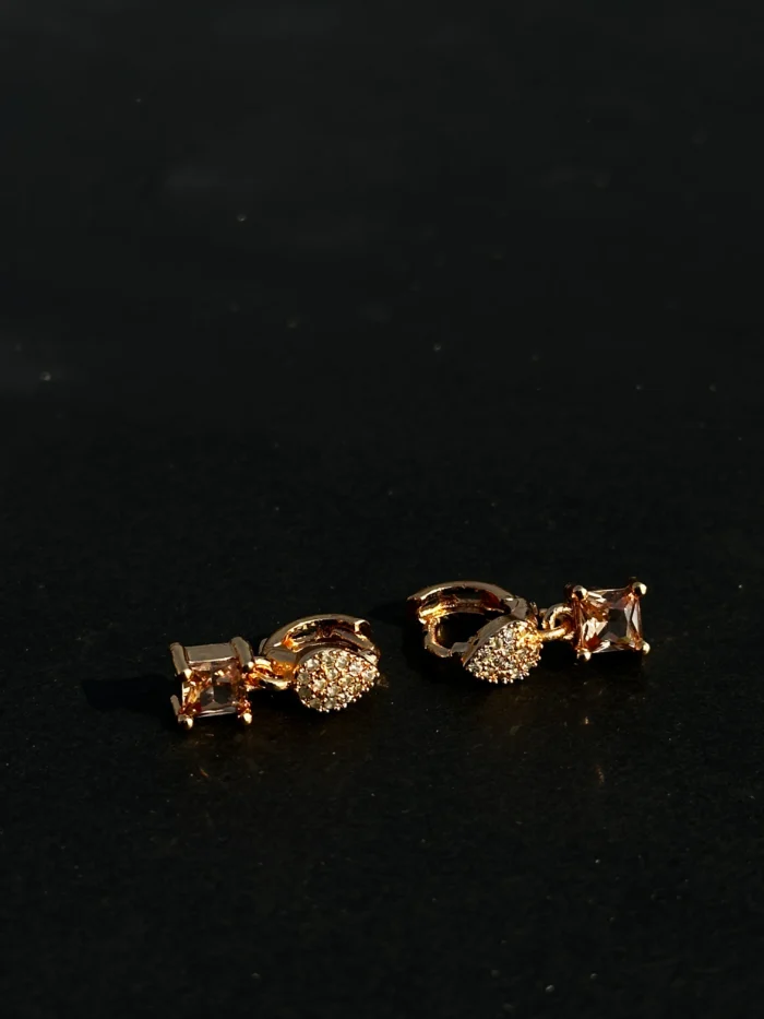 Luxury Square Stone Stud Earrings with Crystal Accent - Image 3