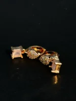 Luxury Square Stone Stud Earrings with Crystal Accent