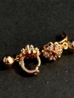 Golden Floral Crystal Stud Earrings – Elegant Flower Design Earrings for Women - Image 4