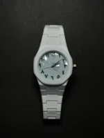 White Aura Arabic Marble Dial Watch – Minimalist Elegant Watch